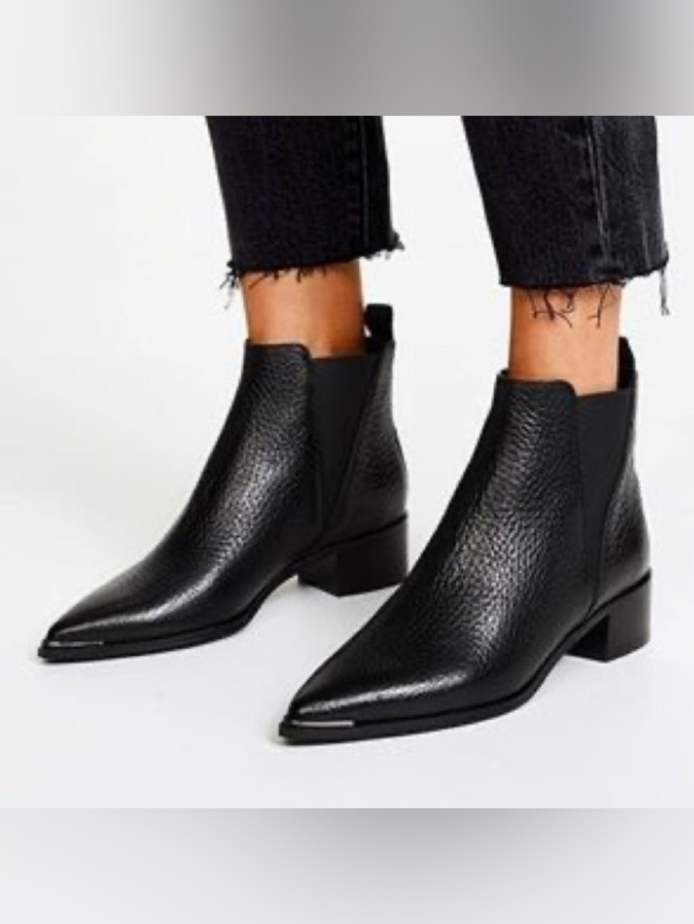 Acne Black Pointed Chelsea Ankle Boots 38 or 7.5